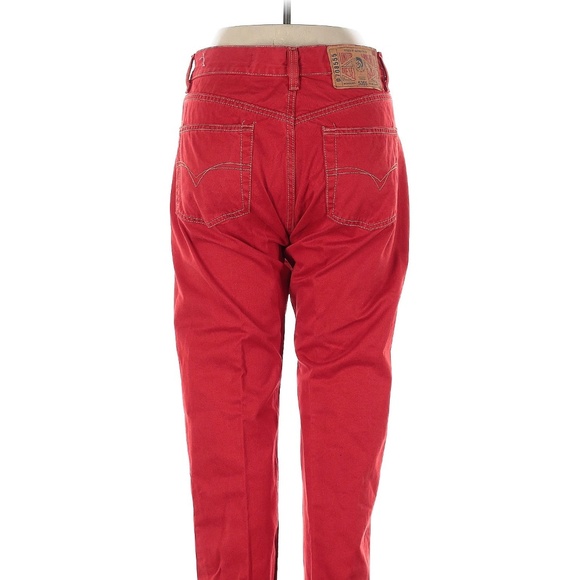 VINTAGE Diesel Jeans 30x30 Red Straight Leg Regular Fit Button Fly Y2K 90s - Picture 3 of 6